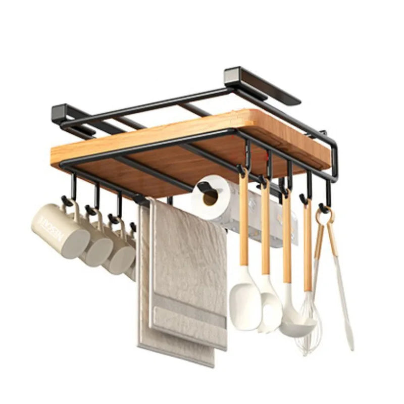 Kitchen Hanging Organizer with Hooks & Towel Rack