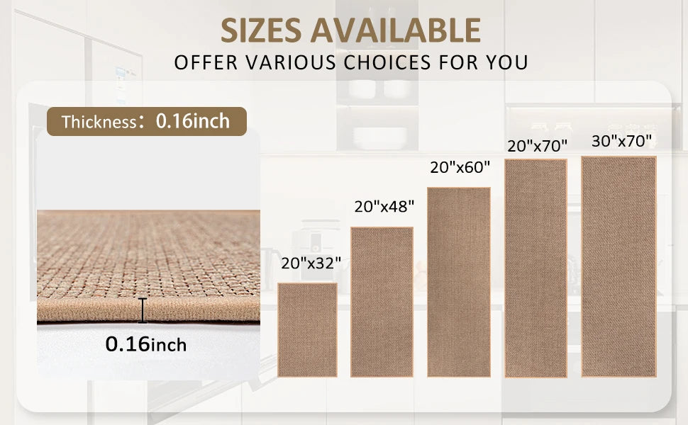 Linen Weave Anti-Slip Kitchen Runner Rug