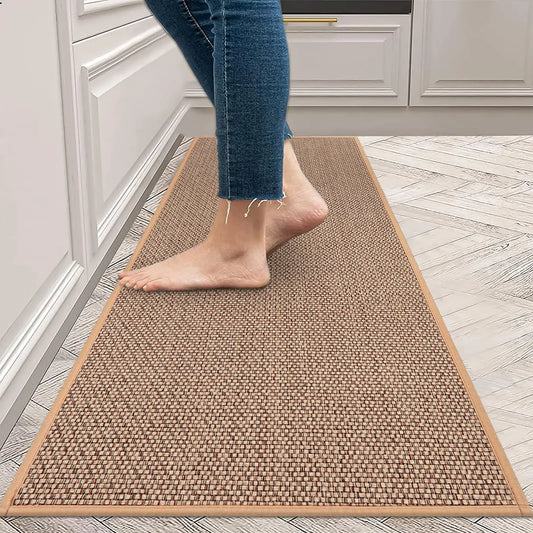 Linen Weave Anti-Slip Kitchen Runner Rug