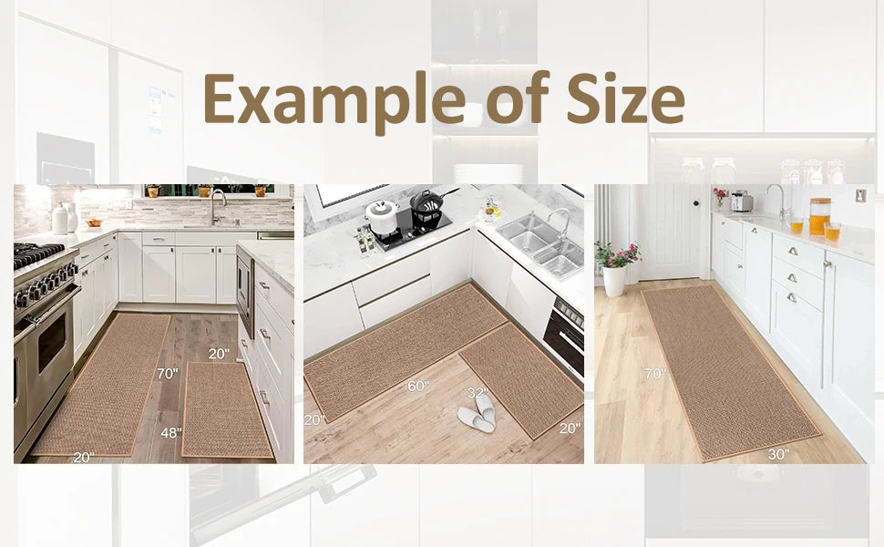 Linen Weave Anti-Slip Kitchen Runner Rug