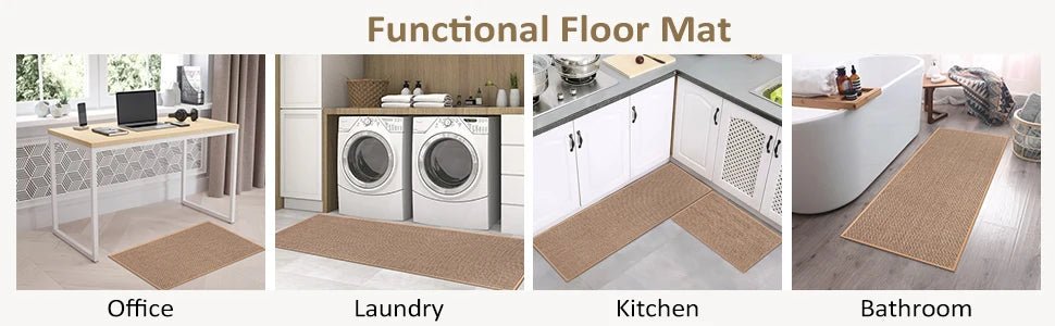 Linen Weave Anti-Slip Kitchen Runner Rug