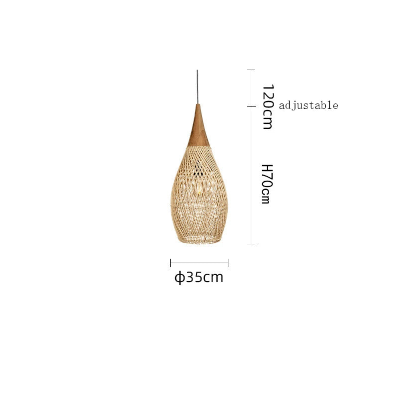 Rustic Rattan Pendant Light – Handwoven Wicker Ceiling Lamp